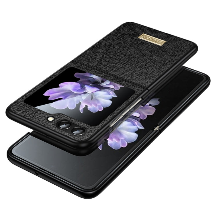 For Samsung Galaxy Z Flip5 SULADA Shockproof TPU + Litchi Texture Leather Phone Case