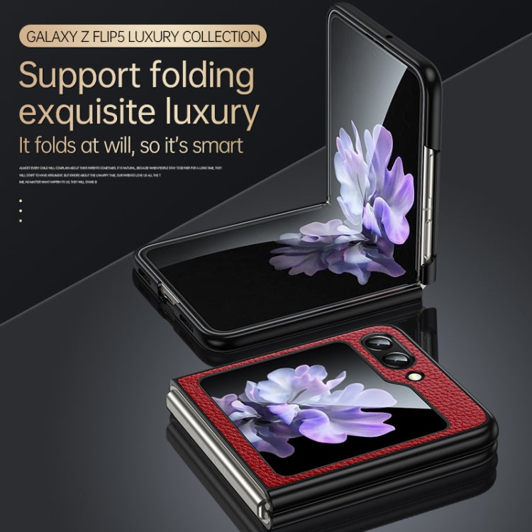 For Samsung Galaxy Z Flip5 SULADA Shockproof TPU + Litchi Texture Leather Phone Case