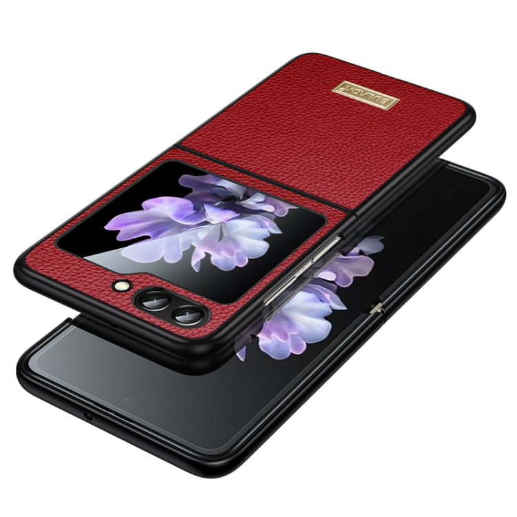 For Samsung Galaxy Z Flip5 SULADA Shockproof TPU + Litchi Texture Leather Phone Case