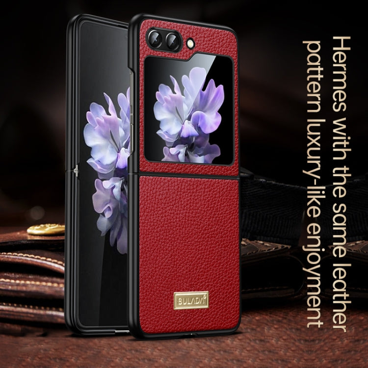 For Samsung Galaxy Z Flip5 SULADA Shockproof TPU + Litchi Texture Leather Phone Case