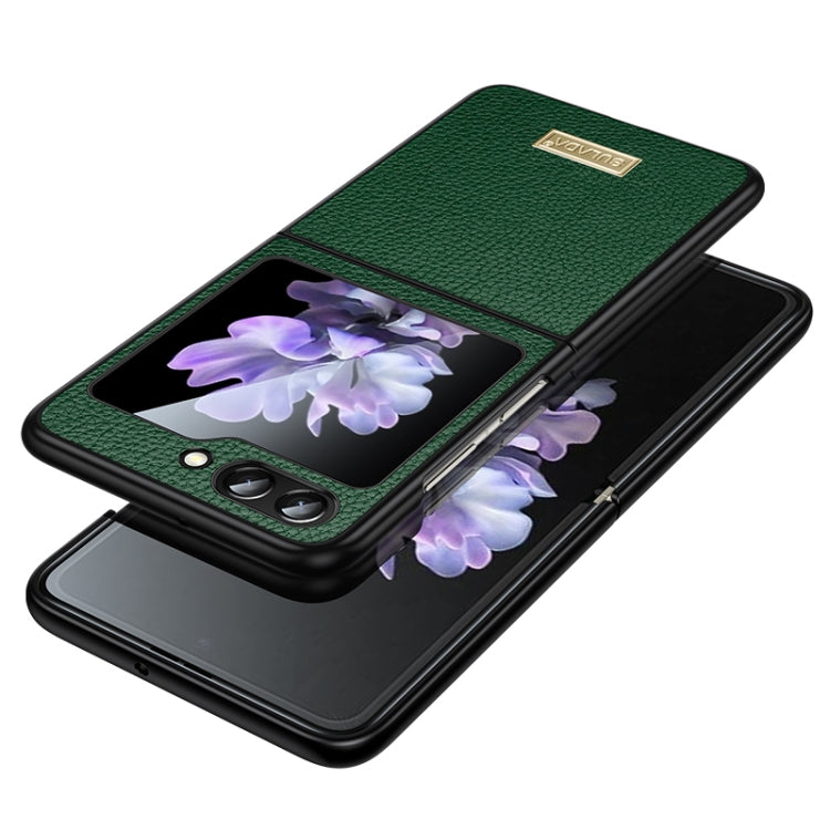 For Samsung Galaxy Z Flip5 SULADA Shockproof TPU + Litchi Texture Leather Phone Case