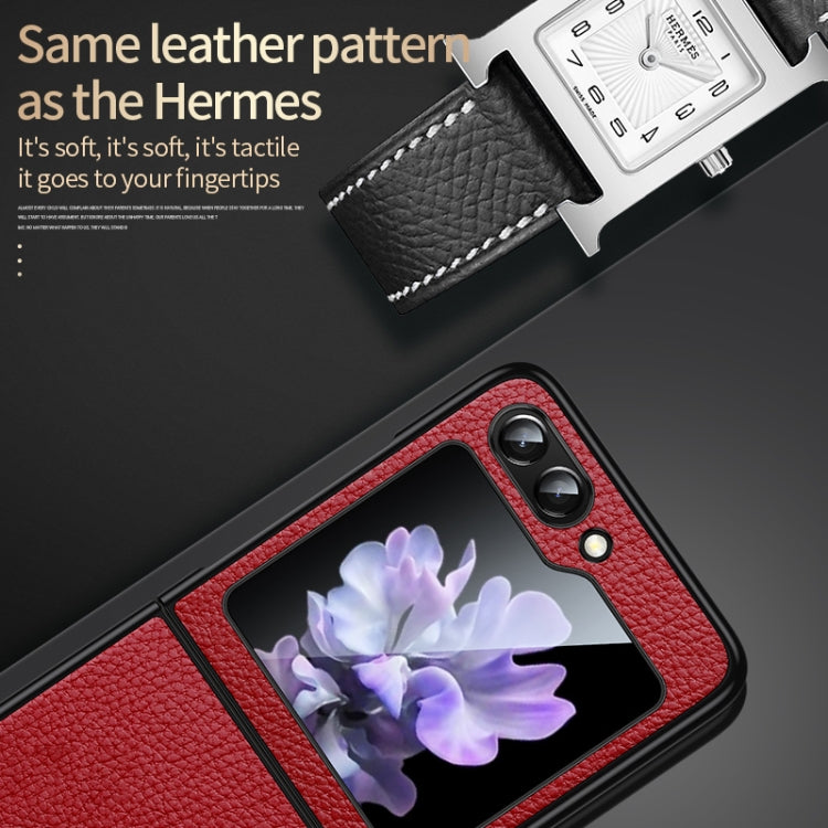 For Samsung Galaxy Z Flip5 SULADA Shockproof TPU + Litchi Texture Leather Phone Case