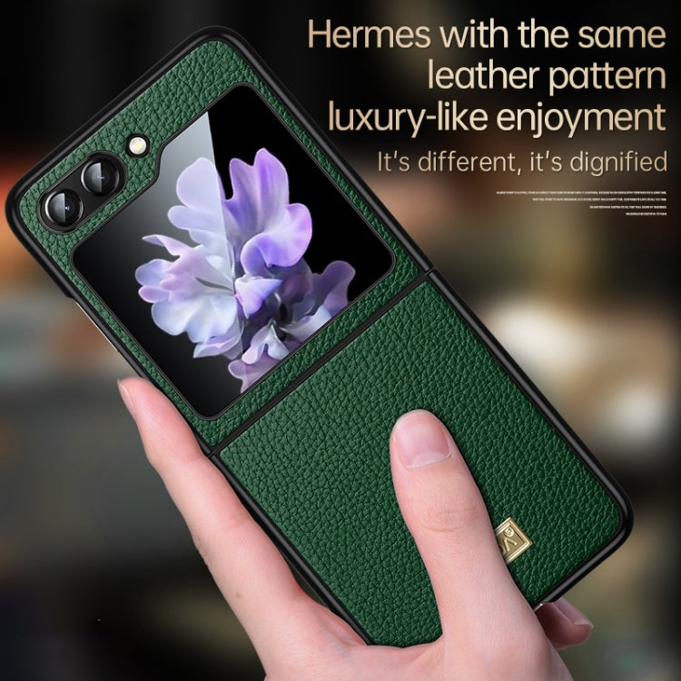 For Samsung Galaxy Z Flip5 SULADA Shockproof TPU + Litchi Texture Leather Phone Case