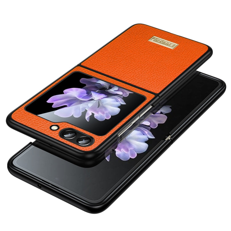 For Samsung Galaxy Z Flip5 SULADA Shockproof TPU + Litchi Texture Leather Phone Case