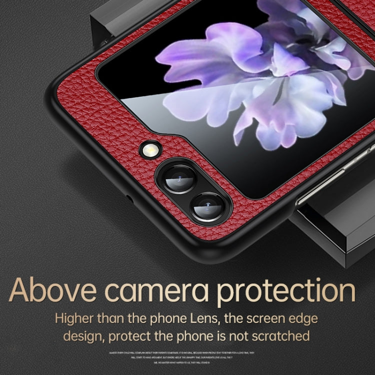 For Samsung Galaxy Z Flip5 SULADA Shockproof TPU + Litchi Texture Leather Phone Case