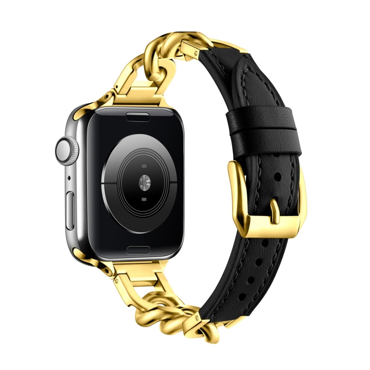 For Apple Watch Series 10 42mm Chain Genuine Leather Watch Band, Size: L