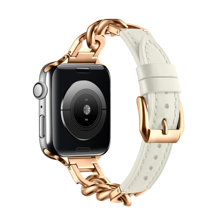 For Apple Watch Series 10 42mm Chain Genuine Leather Watch Band, Size: S