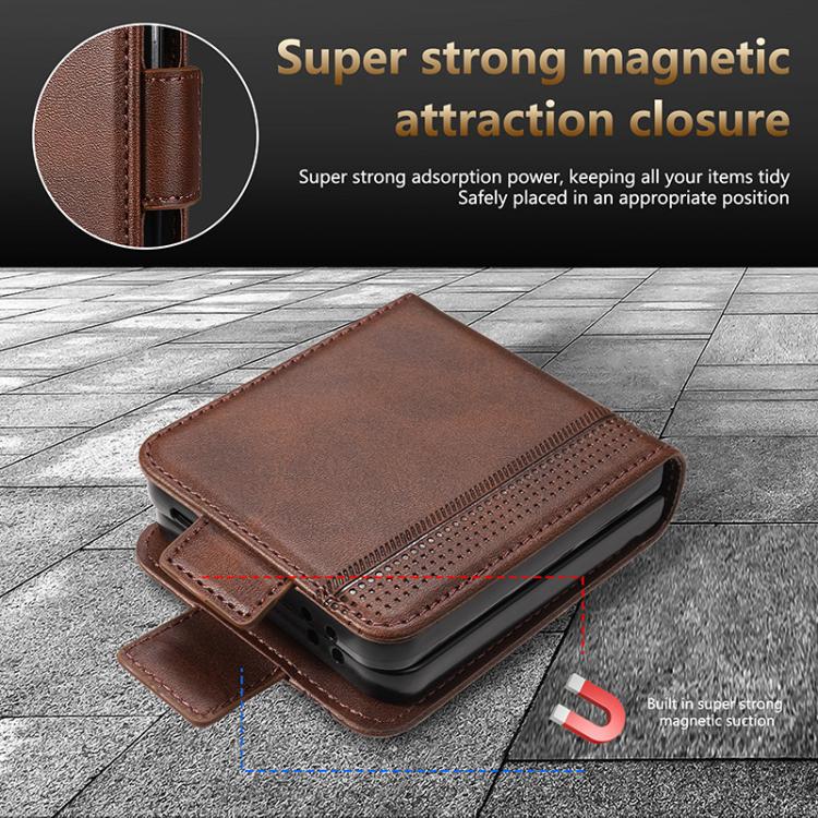 For Samsung Galaxy Z Flip7 5G AZNS Magnetic Calf Texture Flip Leather Phone Case