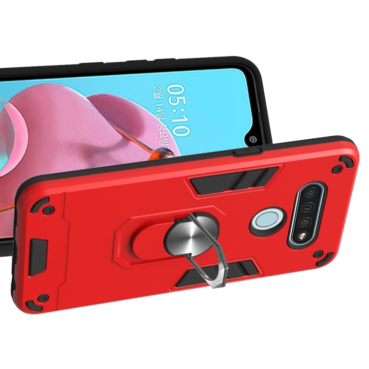 For LG K51 / Q51 2 in 1 Armour Series PC + TPU Protective Case with Ring Holder