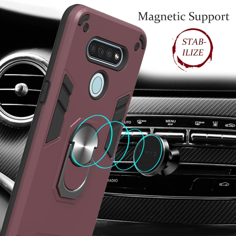 For LG K51 / Q51 2 in 1 Armour Series PC + TPU Protective Case with Ring Holder