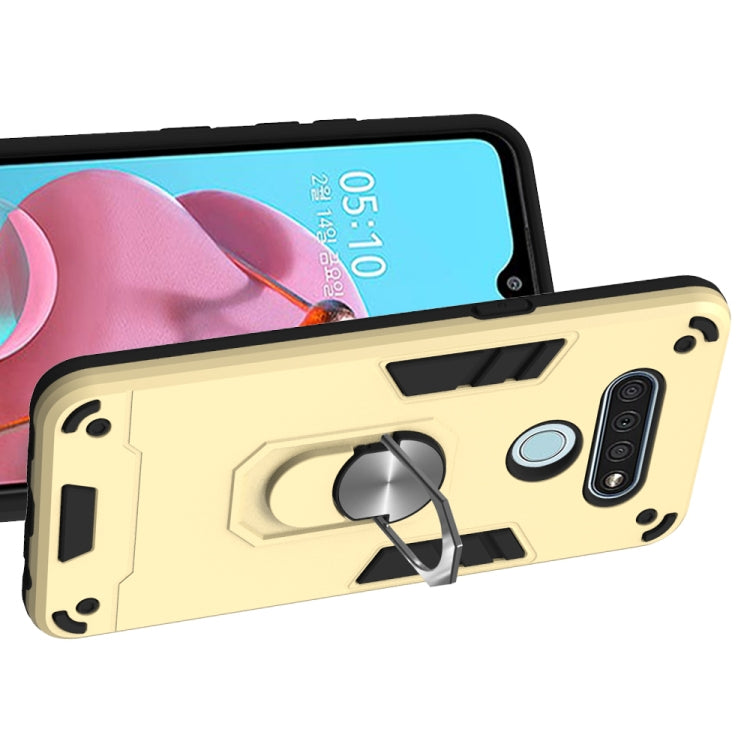 For LG K51 / Q51 2 in 1 Armour Series PC + TPU Protective Case with Ring Holder
