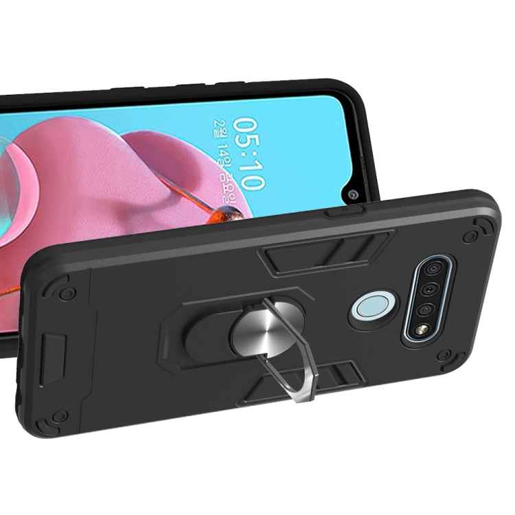 For LG K51 / Q51 2 in 1 Armour Series PC + TPU Protective Case with Ring Holder