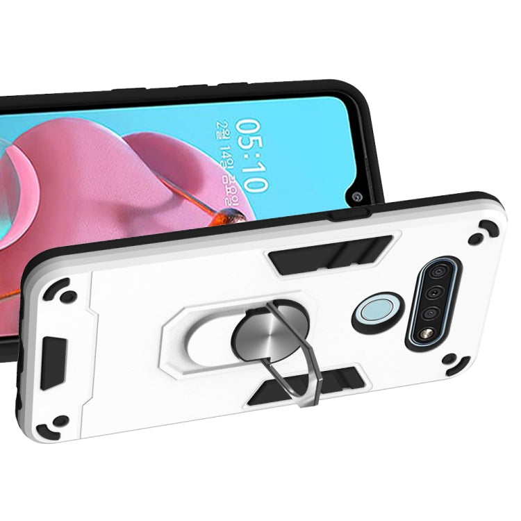For LG K51 / Q51 2 in 1 Armour Series PC + TPU Protective Case with Ring Holder
