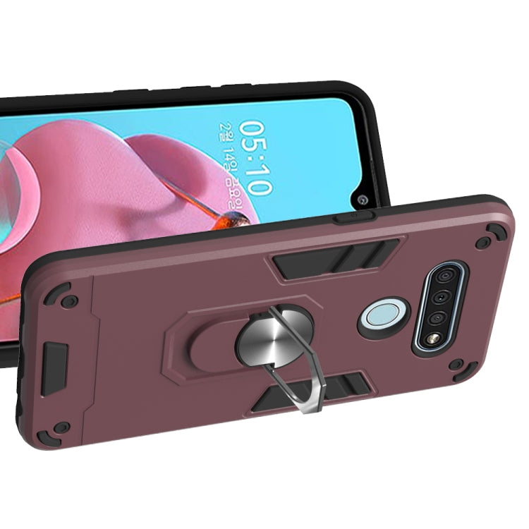 For LG K51 / Q51 2 in 1 Armour Series PC + TPU Protective Case with Ring Holder