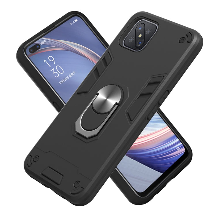 For OPPO A92s 2 in 1 Armour Series PC + TPU Protective Case with Ring Holder