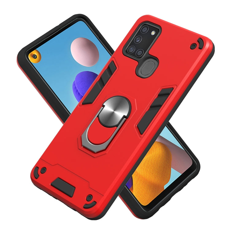 For Samsung Galaxy A21s 2 in 1 Armour Series PC + TPU Protective Case with Ring Holder