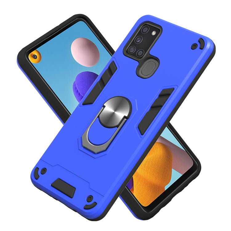 For Samsung Galaxy A21s 2 in 1 Armour Series PC + TPU Protective Case with Ring Holder