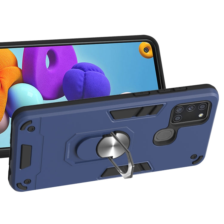For Samsung Galaxy A21s 2 in 1 Armour Series PC + TPU Protective Case with Ring Holder