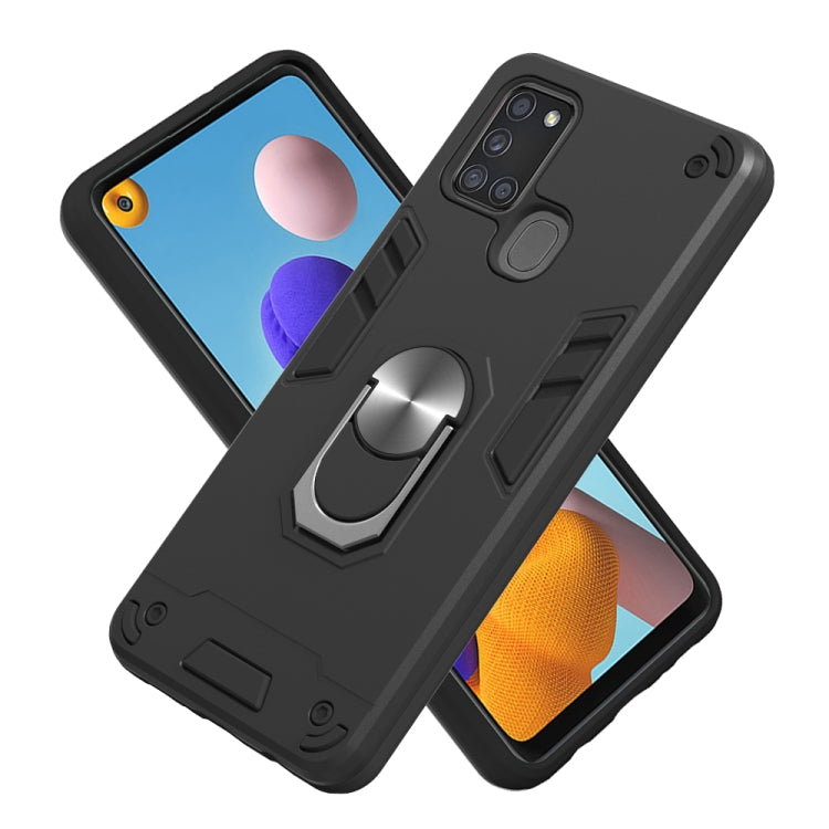 For Samsung Galaxy A21s 2 in 1 Armour Series PC + TPU Protective Case with Ring Holder