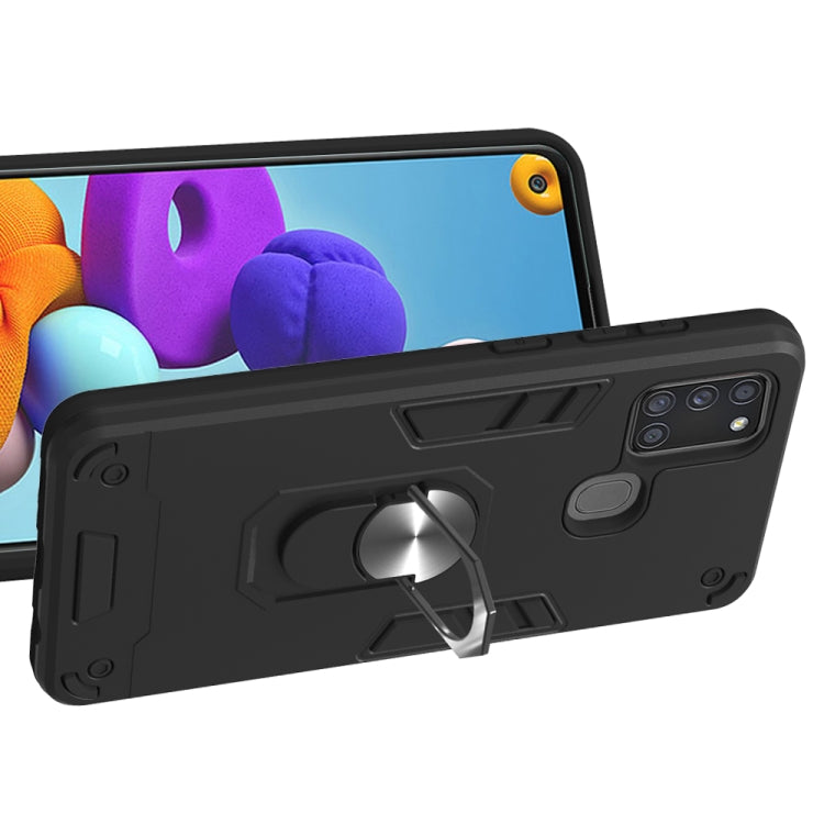 For Samsung Galaxy A21s 2 in 1 Armour Series PC + TPU Protective Case with Ring Holder