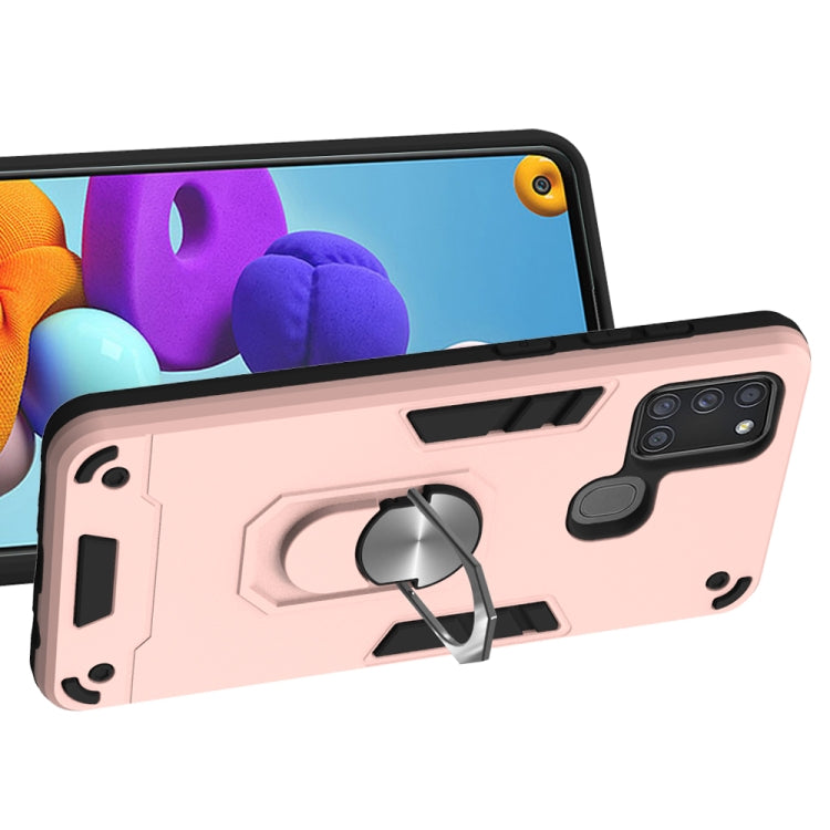 For Samsung Galaxy A21s 2 in 1 Armour Series PC + TPU Protective Case with Ring Holder