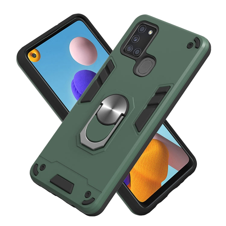 For Samsung Galaxy A21s 2 in 1 Armour Series PC + TPU Protective Case with Ring Holder