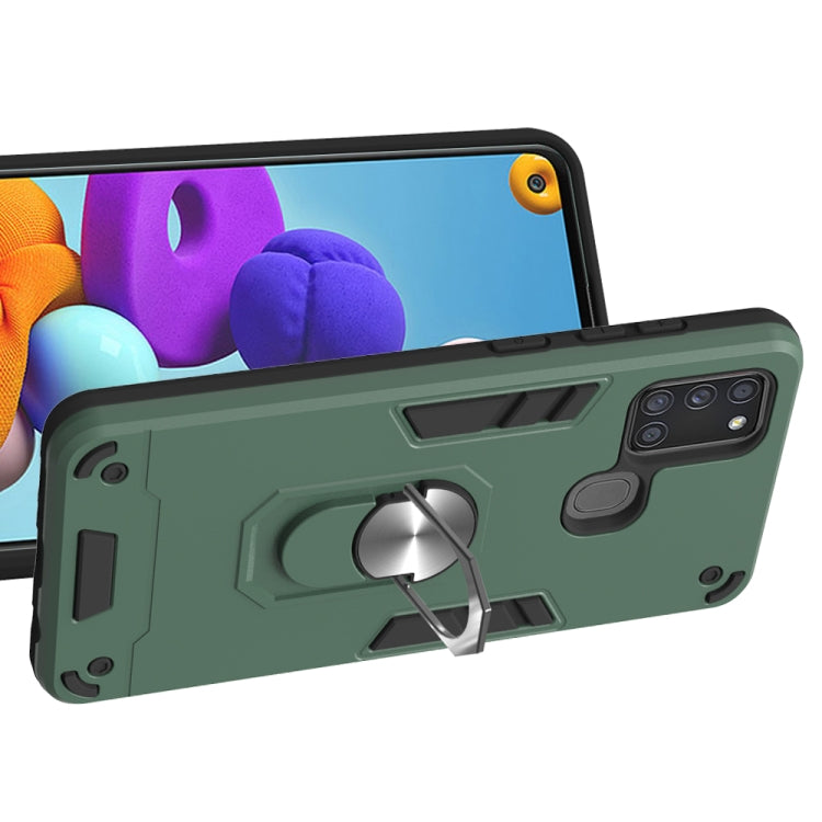 For Samsung Galaxy A21s 2 in 1 Armour Series PC + TPU Protective Case with Ring Holder