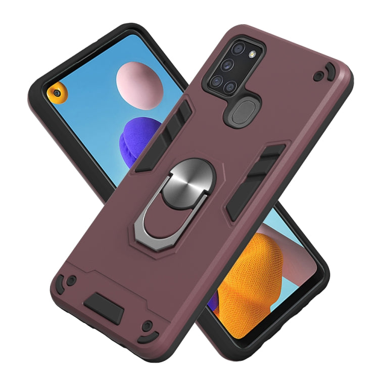For Samsung Galaxy A21s 2 in 1 Armour Series PC + TPU Protective Case with Ring Holder