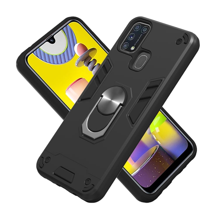For Samsung Galaxy M31 2 in 1 Armour Series PC + TPU Protective Case with Ring Holder