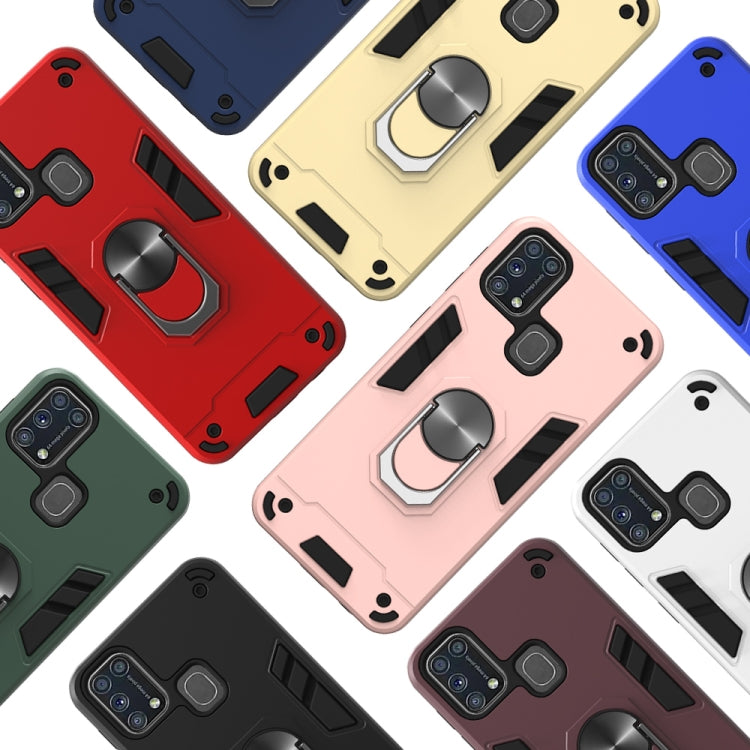 For Samsung Galaxy M31 2 in 1 Armour Series PC + TPU Protective Case with Ring Holder