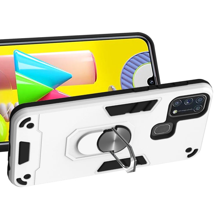 For Samsung Galaxy M31 2 in 1 Armour Series PC + TPU Protective Case with Ring Holder