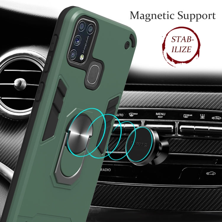 For Samsung Galaxy M31 2 in 1 Armour Series PC + TPU Protective Case with Ring Holder