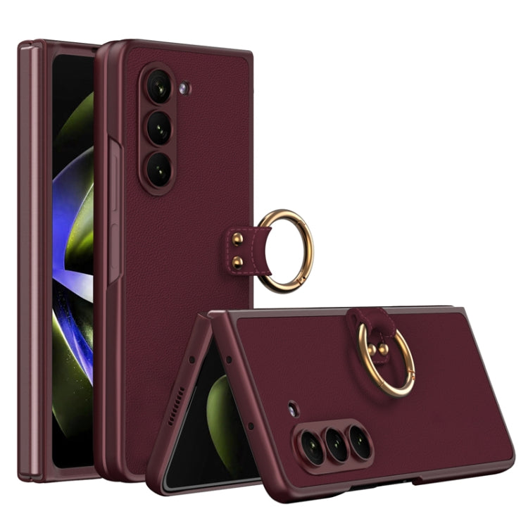 For Samsung Galaxy Z Fold5 GKK Ultra-thin PC + PU Phone Case with Ring