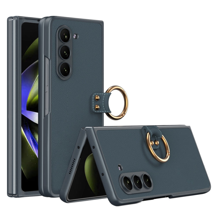 For Samsung Galaxy Z Fold5 GKK Ultra-thin PC + PU Phone Case with Ring