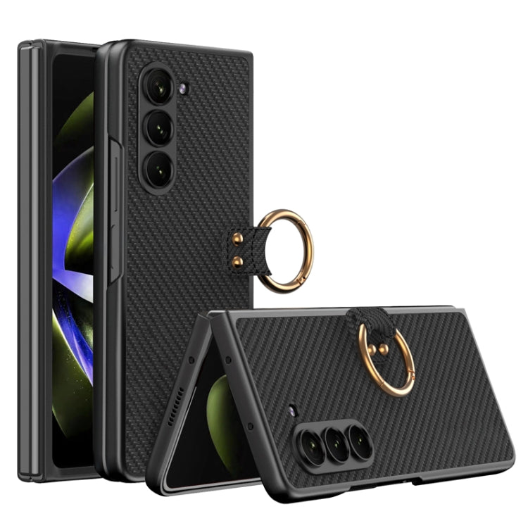 For Samsung Galaxy Z Fold5 GKK Ultra-thin PC + PU Phone Case with Ring
