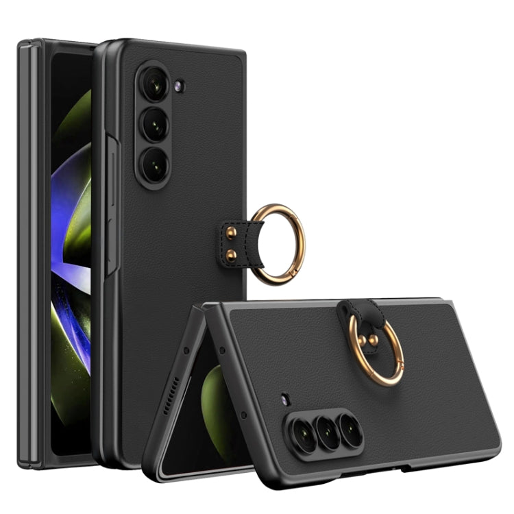 For Samsung Galaxy Z Fold5 GKK Ultra-thin PC + PU Phone Case with Ring