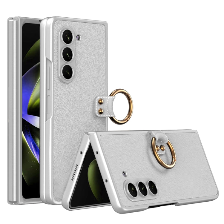 For Samsung Galaxy Z Fold5 GKK Ultra-thin PC + PU Phone Case with Ring