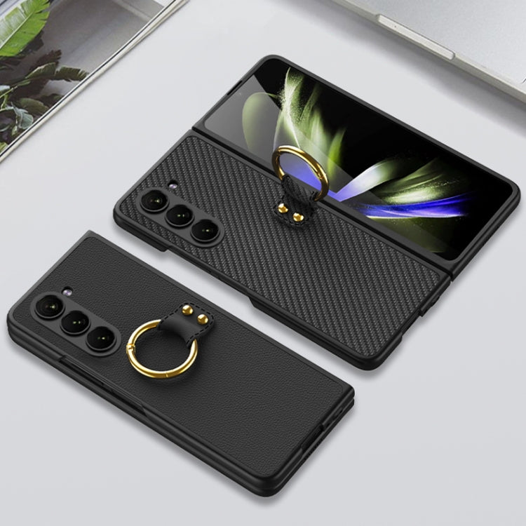For Samsung Galaxy Z Fold5 GKK Ultra-thin PC + PU Phone Case with Ring