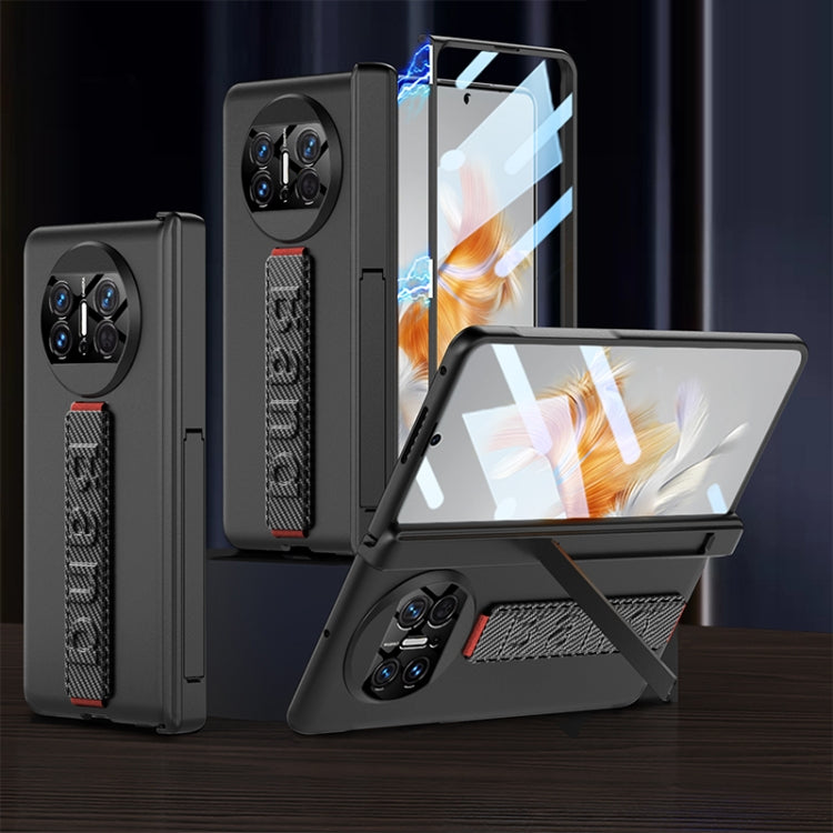 For Huawei Mate X3 GKK Magnetic Fold Hinge Phone Case with Wrist Strap