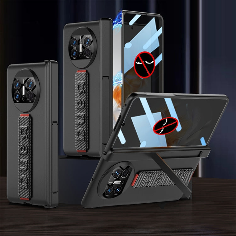For Huawei Mate X3 GKK Privacy Magnetic Hinge Phone Case with Wrist Strap