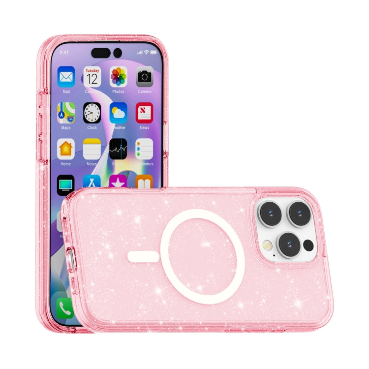For iPhone 16 Pro Max Terminator Style Glitter Powder MagSafe Magnetic Phone Case