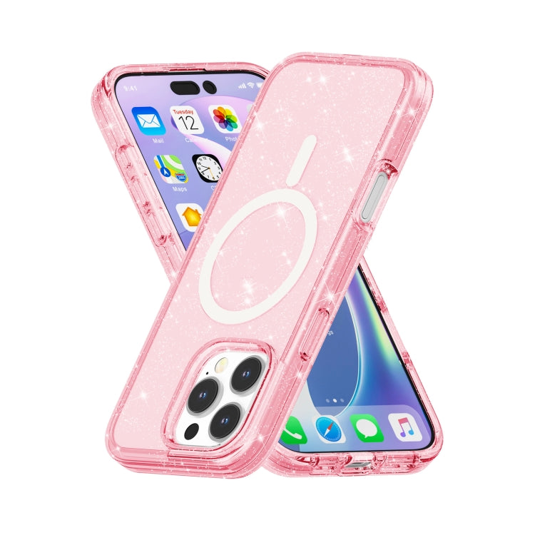 For iPhone 16 Pro Max Terminator Style Glitter Powder MagSafe Magnetic Phone Case