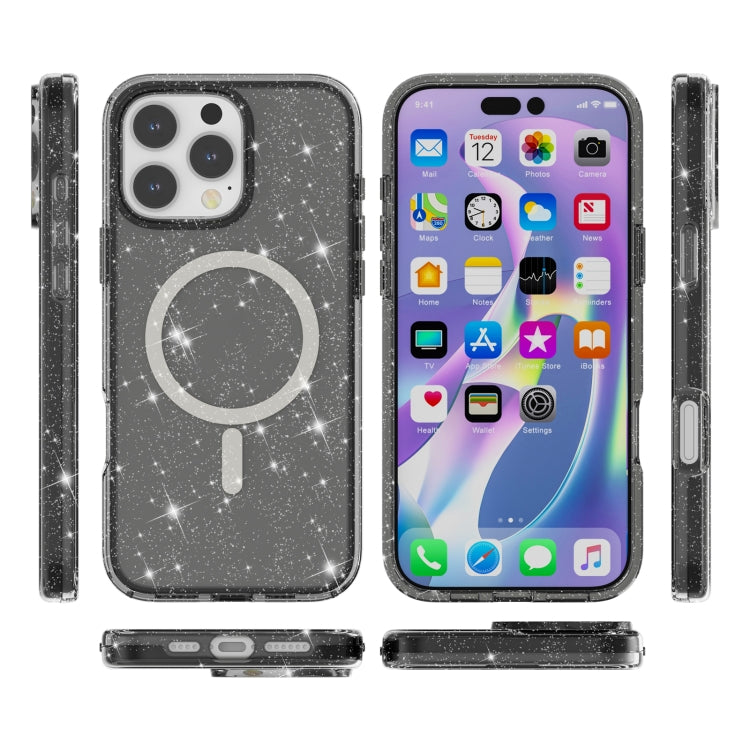 For iPhone 16 Pro Max Terminator Style Glitter Powder MagSafe Magnetic Phone Case