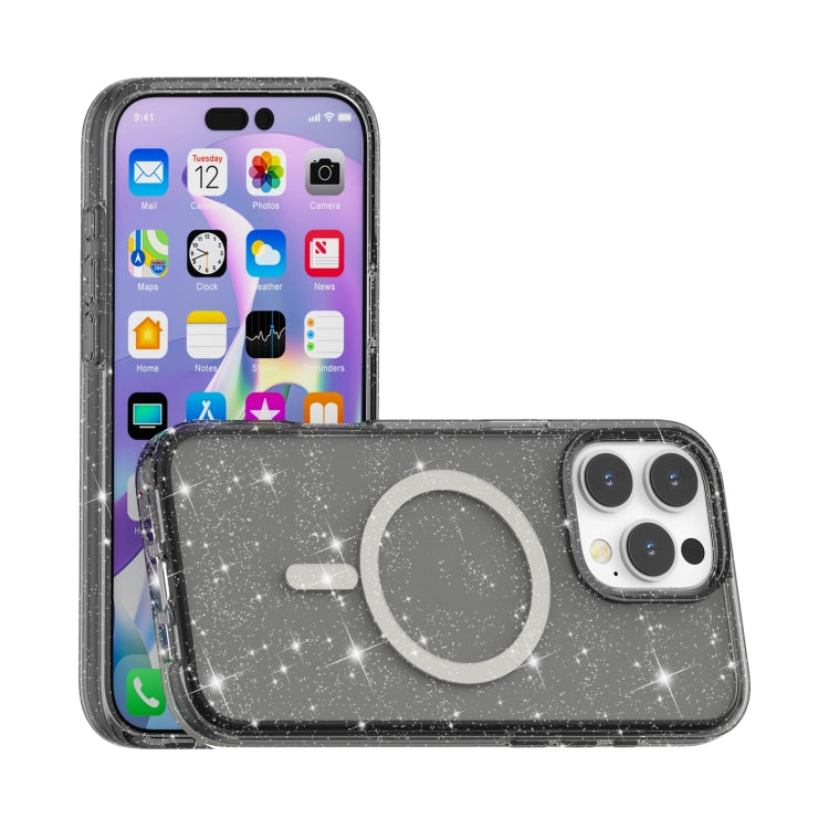 For iPhone 16 Pro Max Terminator Style Glitter Powder MagSafe Magnetic Phone Case