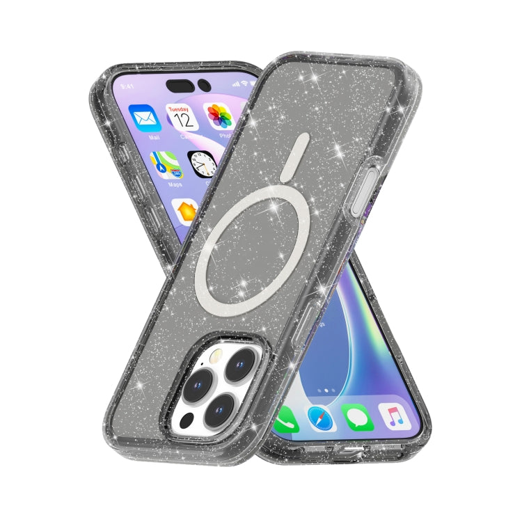 For iPhone 16 Pro Max Terminator Style Glitter Powder MagSafe Magnetic Phone Case
