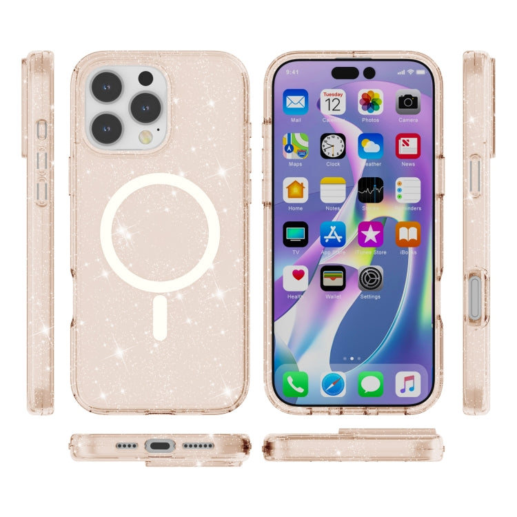 For iPhone 16 Pro Max Terminator Style Glitter Powder MagSafe Magnetic Phone Case