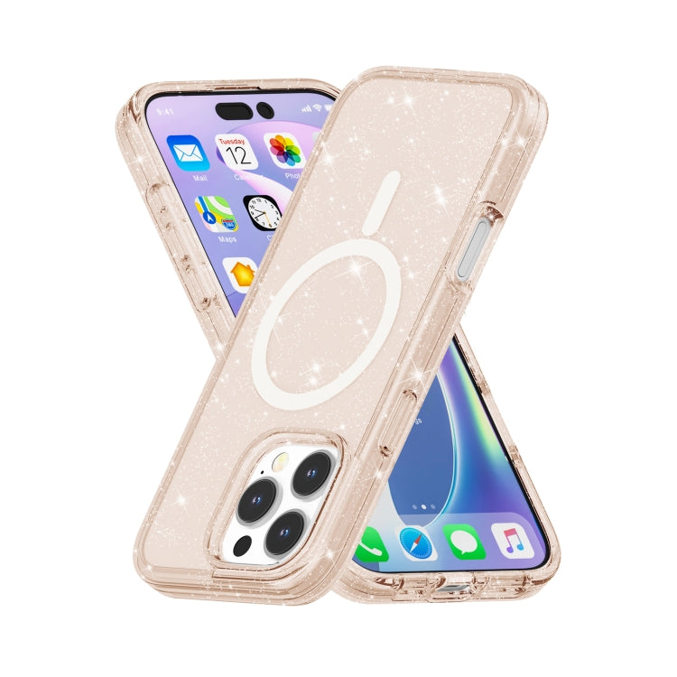 For iPhone 16 Pro Max Terminator Style Glitter Powder MagSafe Magnetic Phone Case