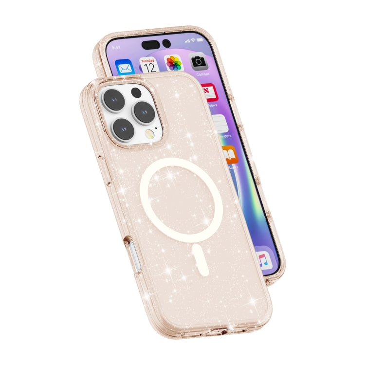 For iPhone 16 Pro Max Terminator Style Glitter Powder MagSafe Magnetic Phone Case