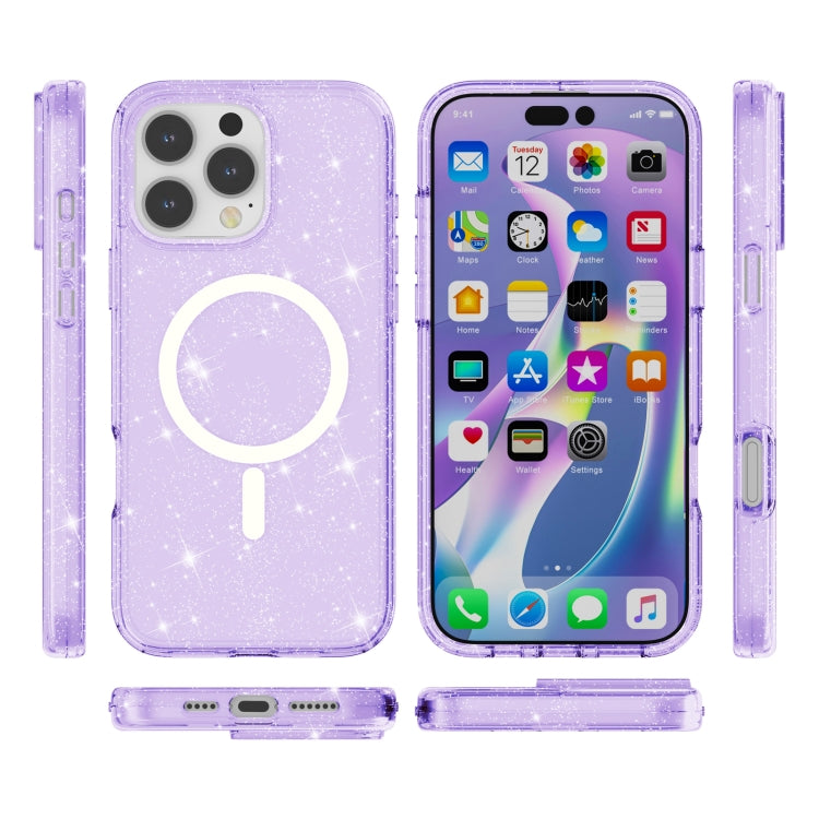 For iPhone 16 Pro Max Terminator Style Glitter Powder MagSafe Magnetic Phone Case