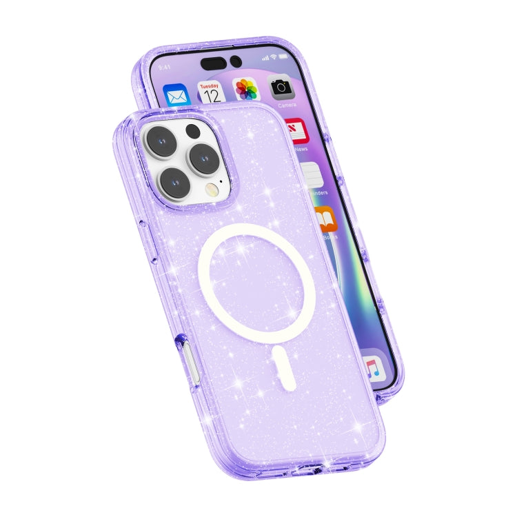 For iPhone 16 Pro Max Terminator Style Glitter Powder MagSafe Magnetic Phone Case